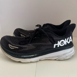 Hoka One One Womens Clifton Black Running Shoes Sneakers Size 9.5B pre owned